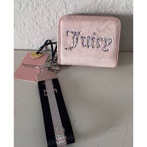 Juicy Couture All That Glitters Small Zip Around Wristlet Wallet Pink‎ Diamond